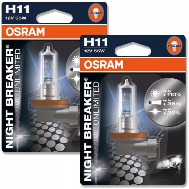 OSRAM Night Breaker Unlimited H11 Replacement Headlight Bulbs
