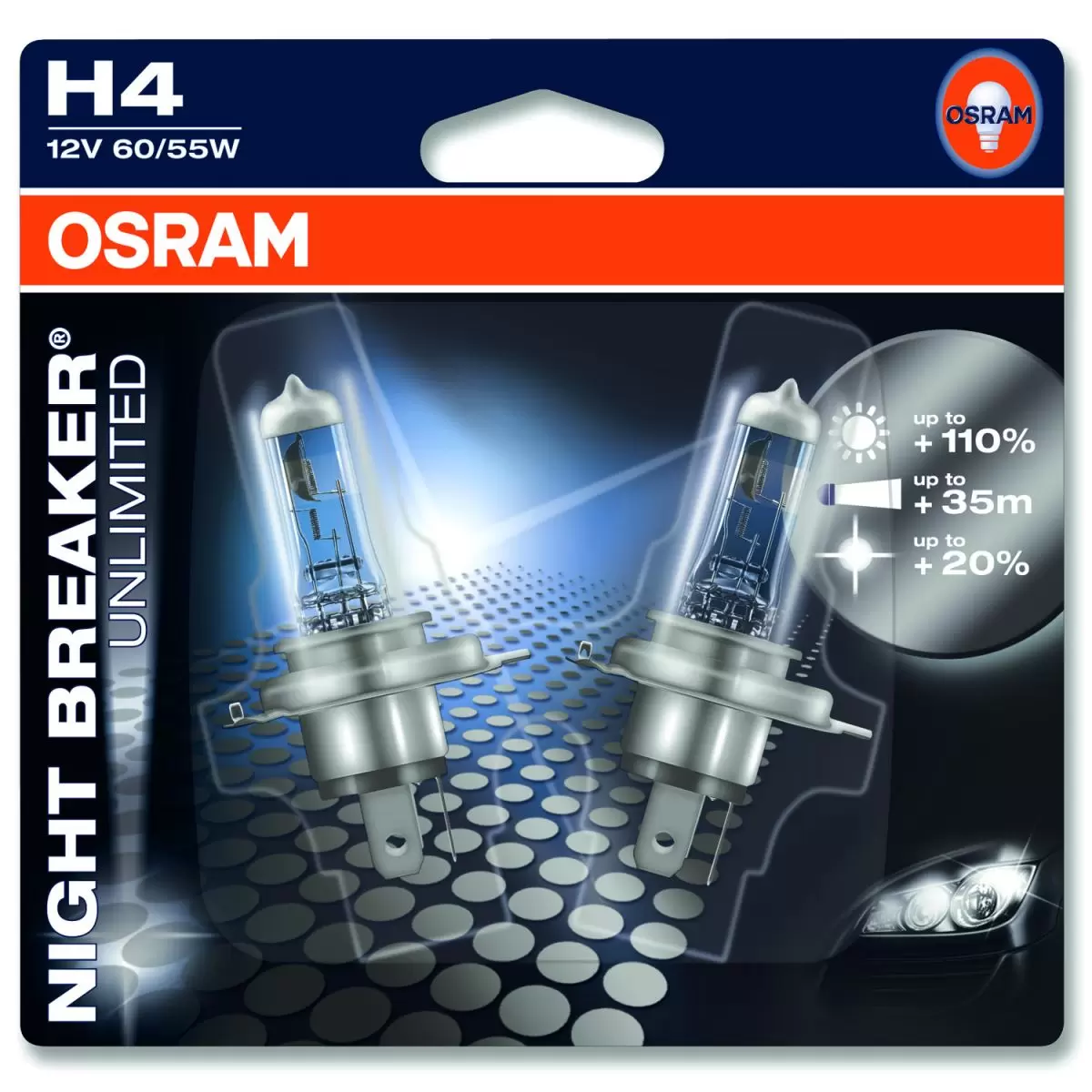 Osram Night Breaker Unlimited H4 Twin Blister Kabox
