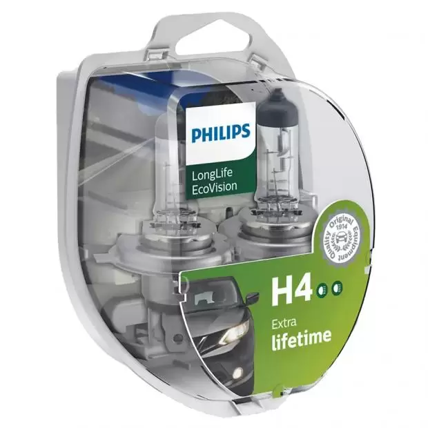 LongLife EcoVision H4 Headlight Bulbs (Twin Pack)