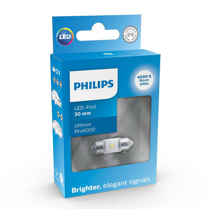 Philips Ultinon Pro6000 Warm White 4000K LED C5W 30mm (Single)