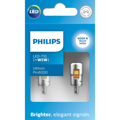 Philips Ultinon Pro6000 Warm White 4000K LED W5W 501 (Twin)