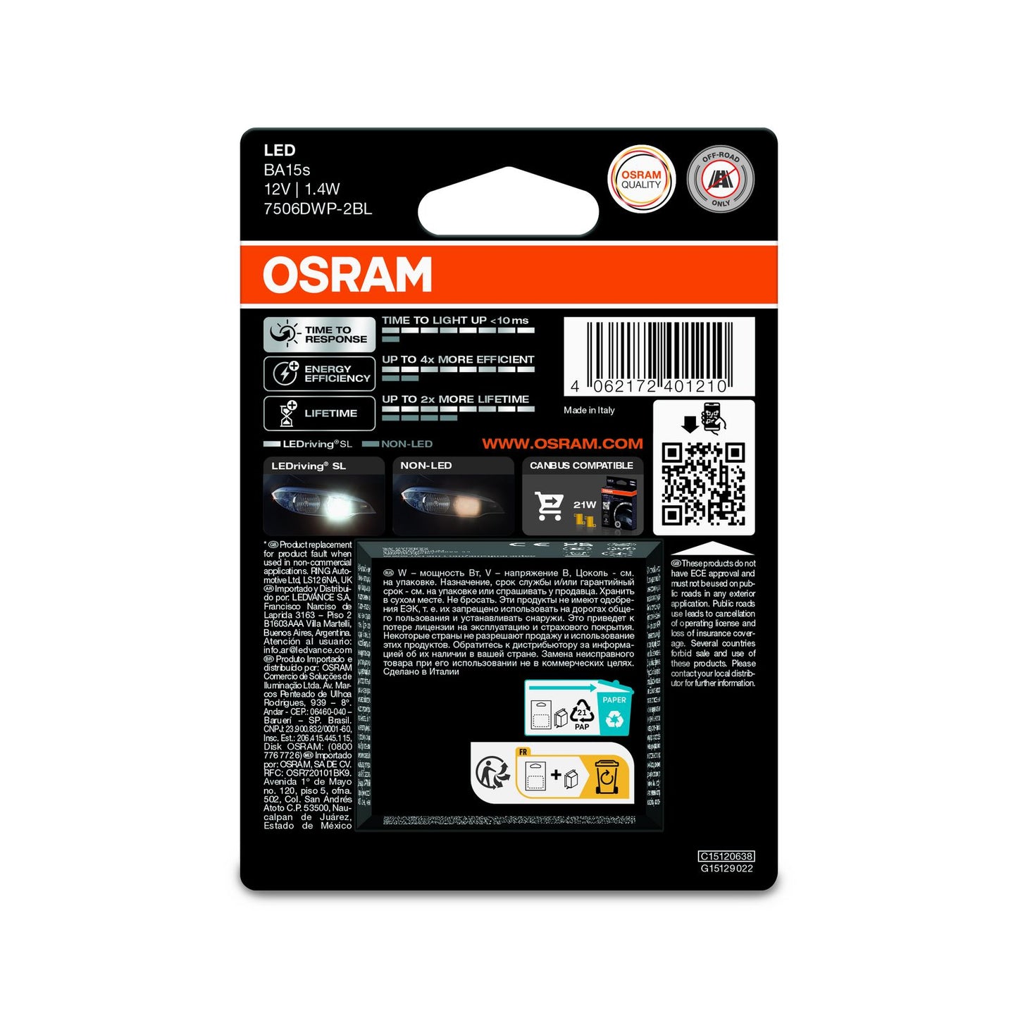 Osram LEDriving SL LED P21W Cool White (Twin)