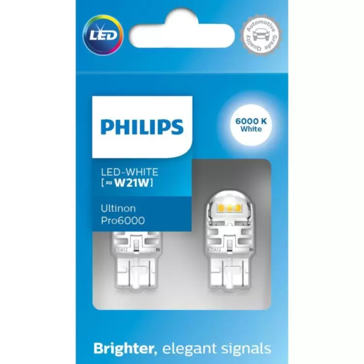 Philips Ultinon Pro6000 White LED W21W Car Bulbs