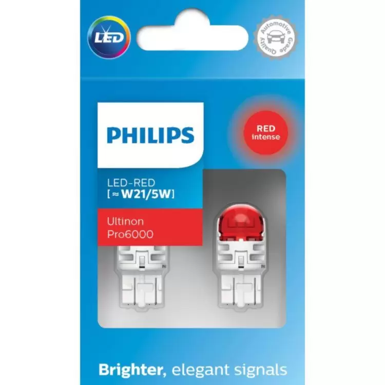 Philips Ultinon Pro6000 Red LED W21/5W Car Bulbs