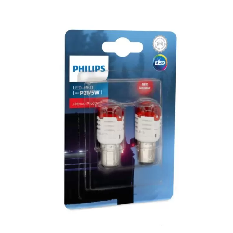 Philips Ultinon Pro3000 Red LED P21/5W (Twin) Car Bulbs