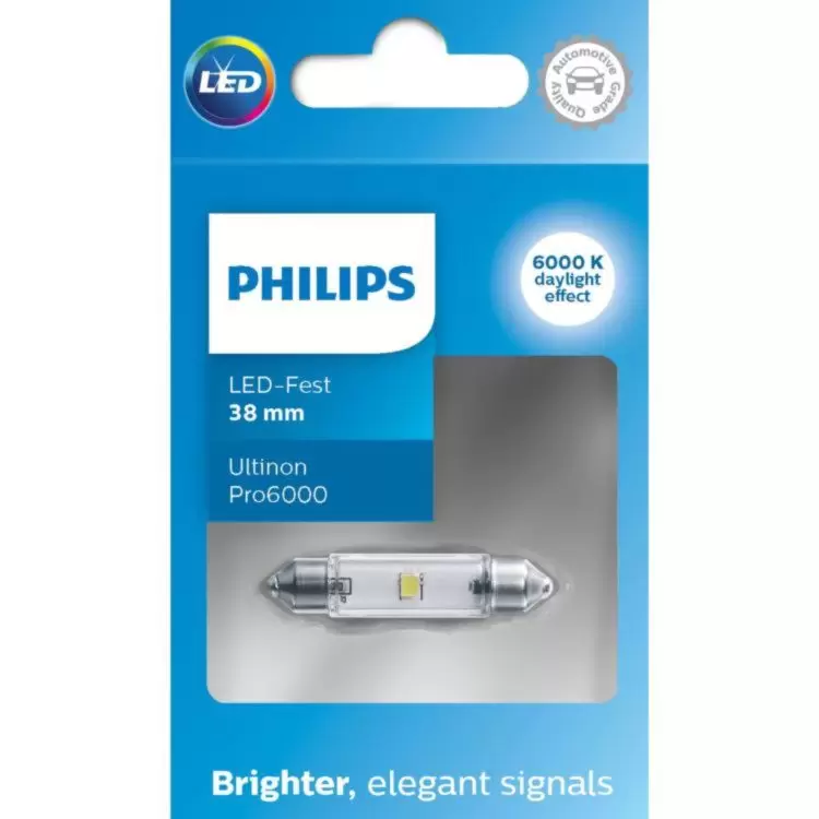 Philips Ultinon Pro6000 White 6000K LED 38mm (Single) Car Bulb