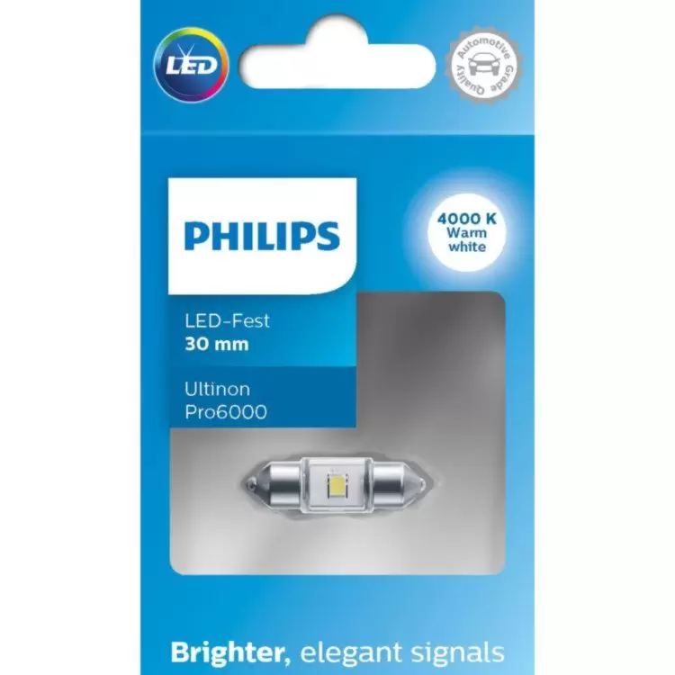 Philips Ultinon Pro6000 Warm White 4000K LED 30mm (Single) Car