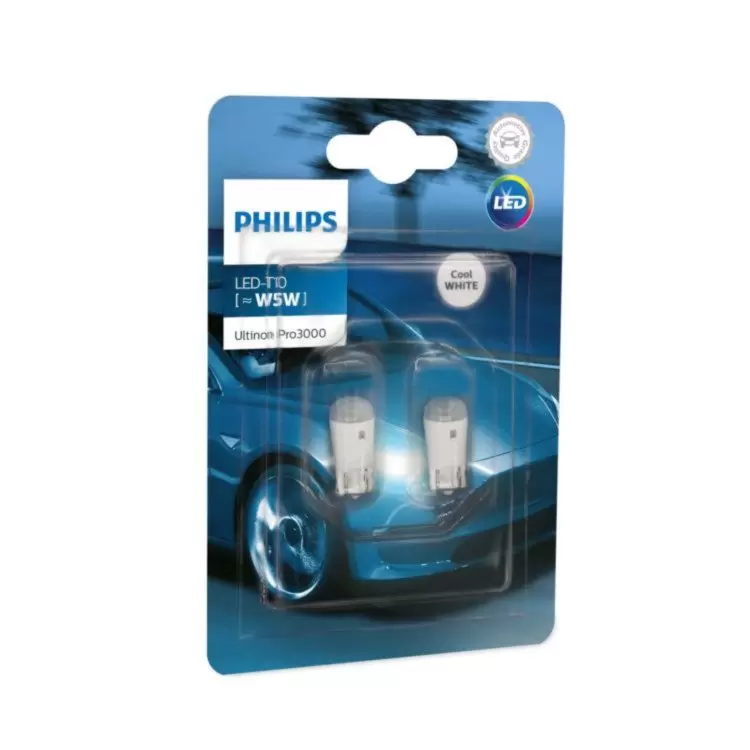 Philips Ultinon Pro3000 Cool White LED W5W 501 (Twin) Car Bulbs