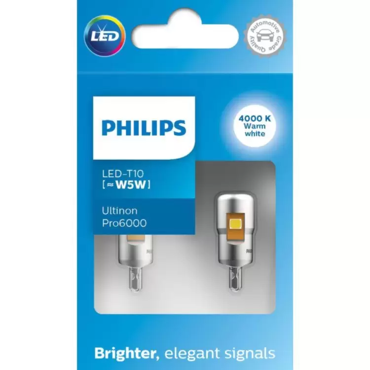 Philips Ultinon Pro6000 Warm White 4000K LED W5W 501 (Twin)