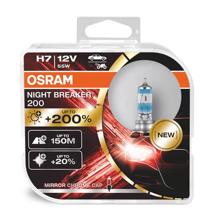 OSRAM NIGHT BREAKER 200 H7, Twin Headlight Bulbs