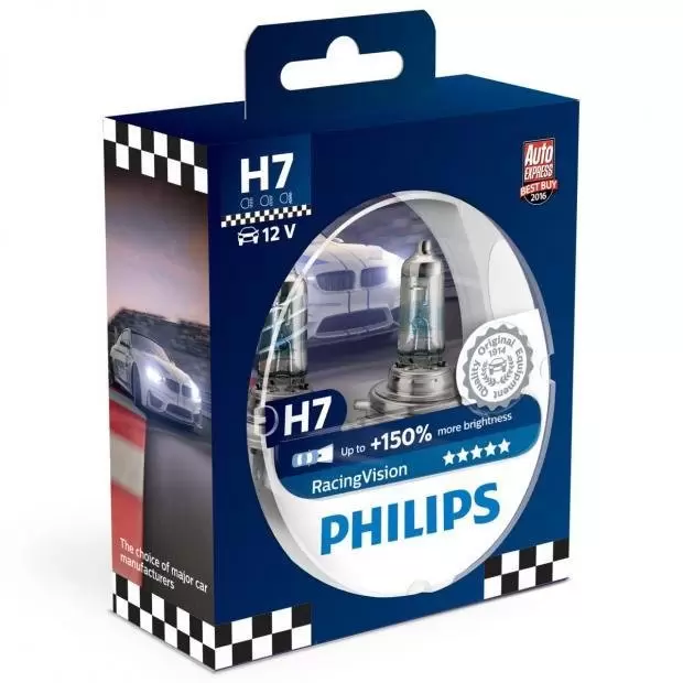 Philips RacingVision H7 Car Headlight Bulbs (Twin) PowerBulbs