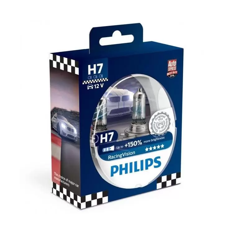 Philips RacingVision H7 Car Headlight Bulbs (Twin) PowerBulbs