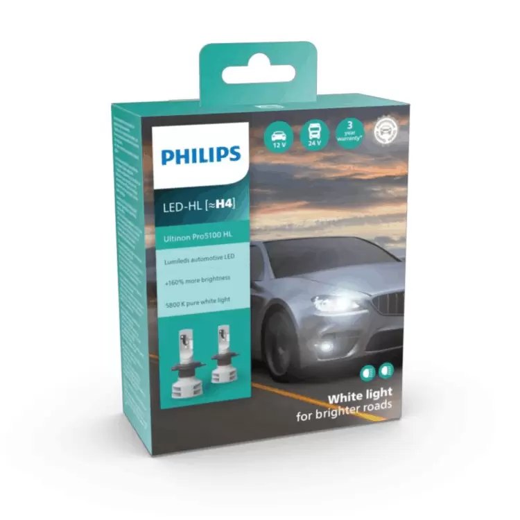 2x PHILIPS Ultinon Access H4 LED Headlights bulbs 6000K - Plug and