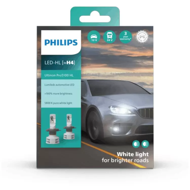 2x PHILIPS Ultinon Access H4 LED Bulbs 6000K - Plug and Play