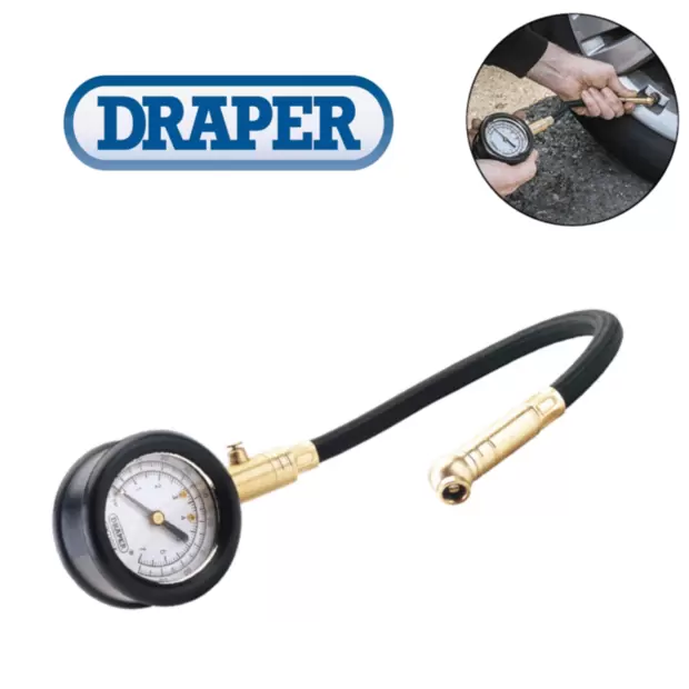 Draper 69924 Tyre Pressure Gauge with Flexible Hose PowerBulbs UK