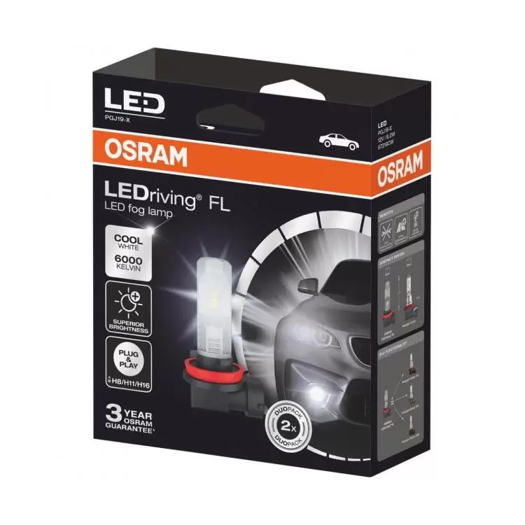 LED Bulbs Osram LEDriving FL, H8/H11/H16, 2 pcs - 67219CW - Pro Detailing