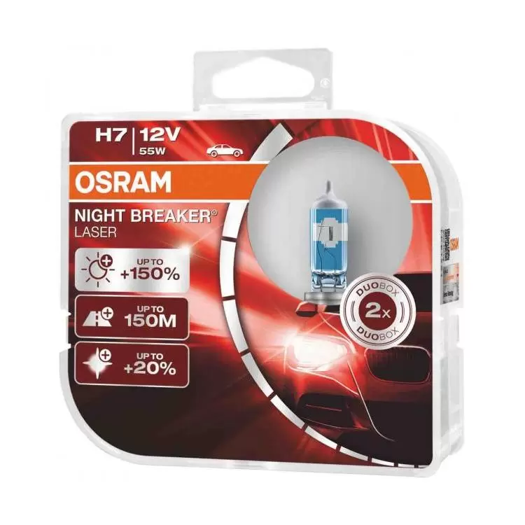 OSRAM H7 64210NL Halogen Night Breaker Laser Next Generation 12V 55W +150%  Bright White Car Original Headlight Genuine Lamp Pair