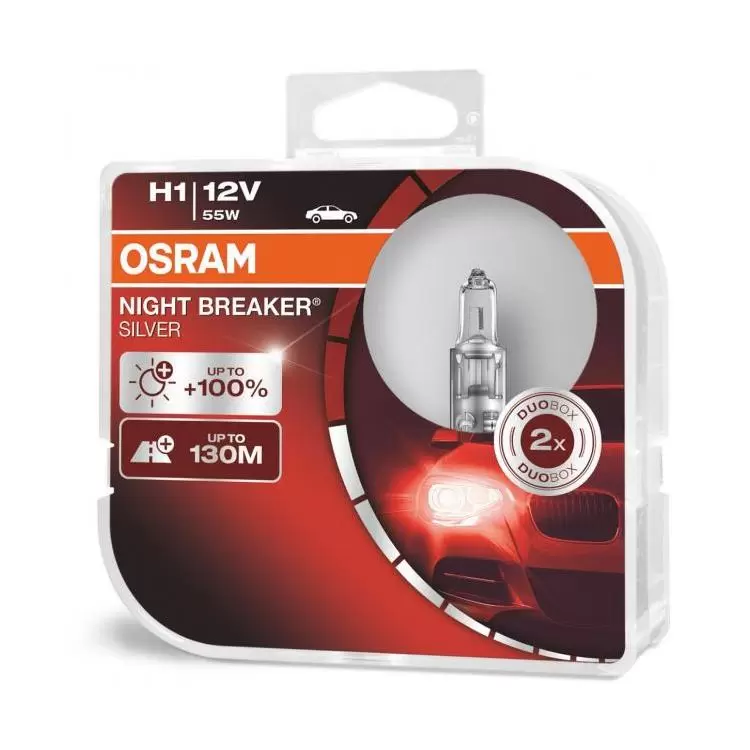 OSRAM Night Breaker Silver H1, Twin Headlight Bulbs