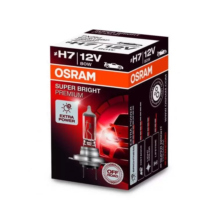 OSRAM Super Bright Premium High Wattage Headlight Bulb H7 (Single)