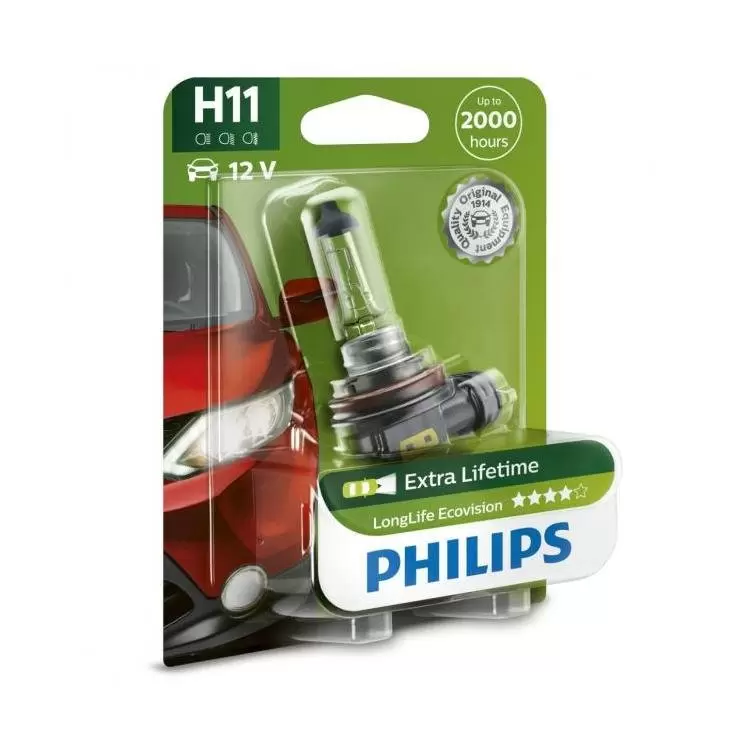 Philips Longer Life H1 55W Two Bulbs Head Light Replacement Plug