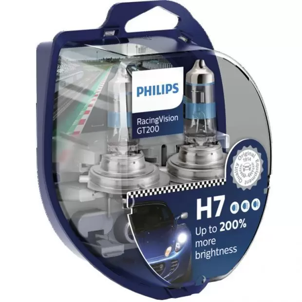 Philips RacingVision GT200 H7 Twin Car Headlight Bulbs PowerBulbs UK