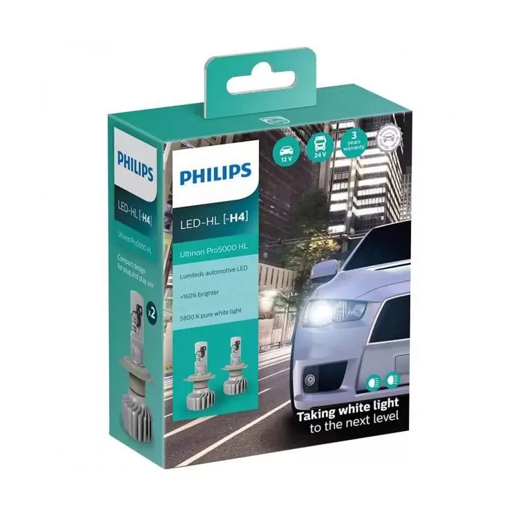 Philips Ultinon Pro5000 LED H4, Twin Headlight Bulbs