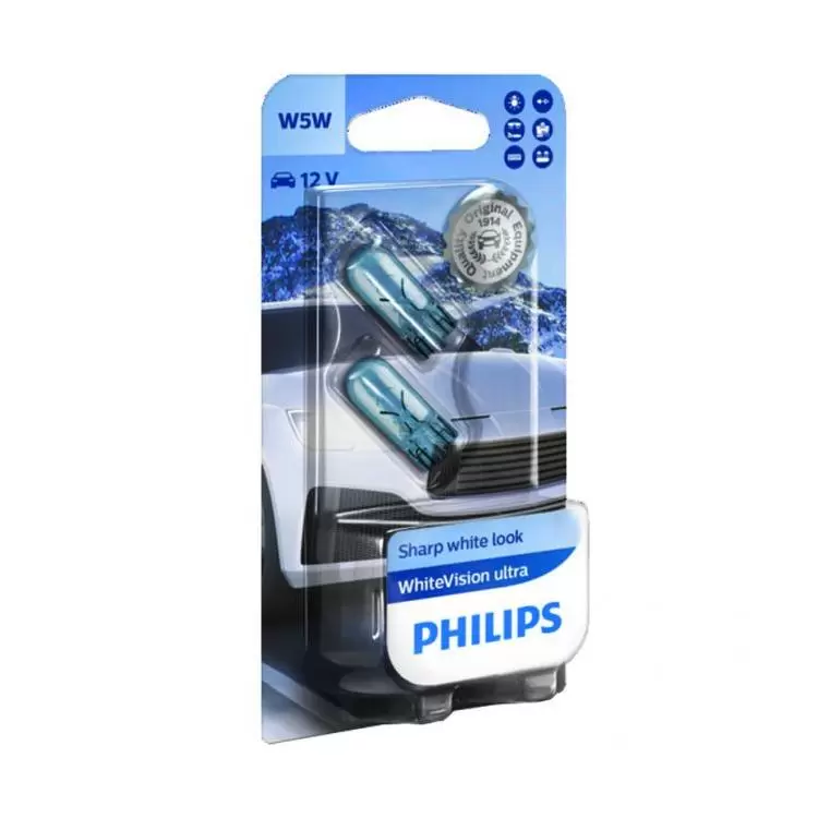 Philips WhiteVision Ultra W5W, Twin Sidelight Bulbs