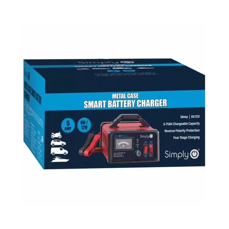 Incorporates AC Wall Charger Heavy Duty Protection Charging and Maintaining 6V/12V Vehicle Batteries Simply BTC-1001A Metal CASE Smart 5Amps 