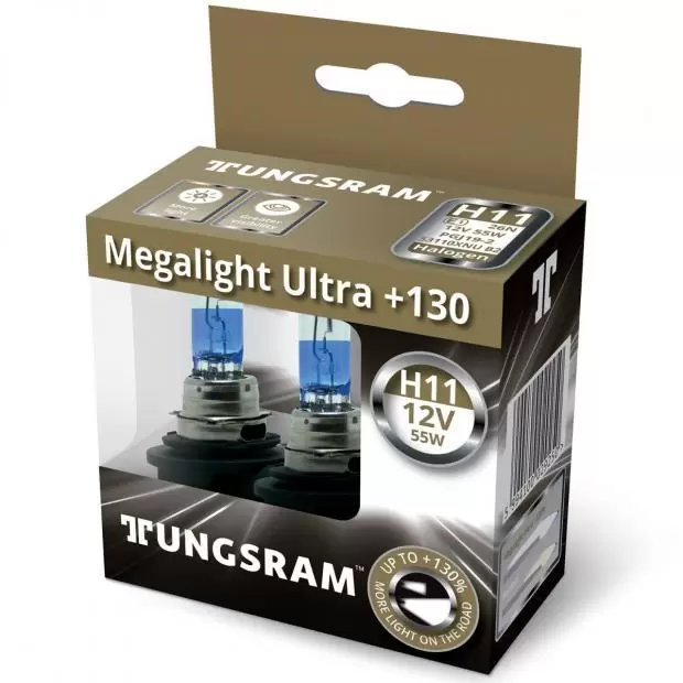 GE Megalight Ultra +130 H11 Car Lamps (Twin)