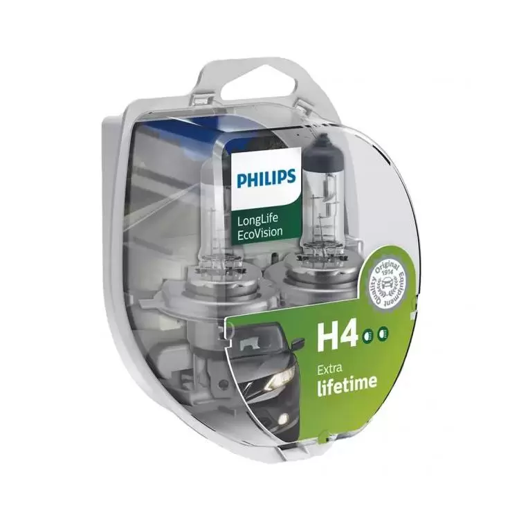 Philips LongLife EcoVision 9003 (HB2/H4) Headlight Bulbs (Twin Pack)