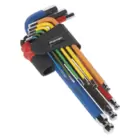 Sealey AK7190 Ball-End Hex Key Set 9pc Colour-Coded Long Metric